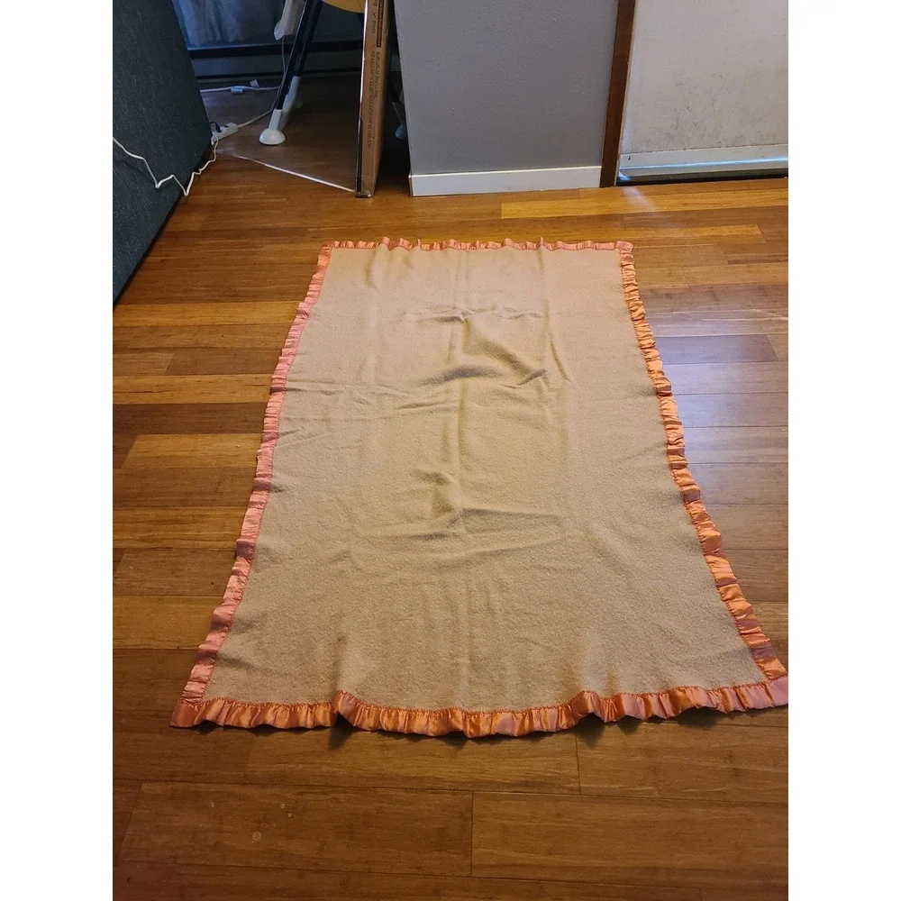 Vintage Blanket With Satin Trim No Tags No Brand. Size Twin